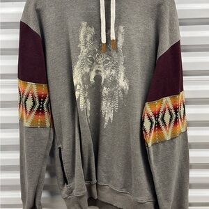 Native Fashion Maroon Hoodie with Cream Drawstring